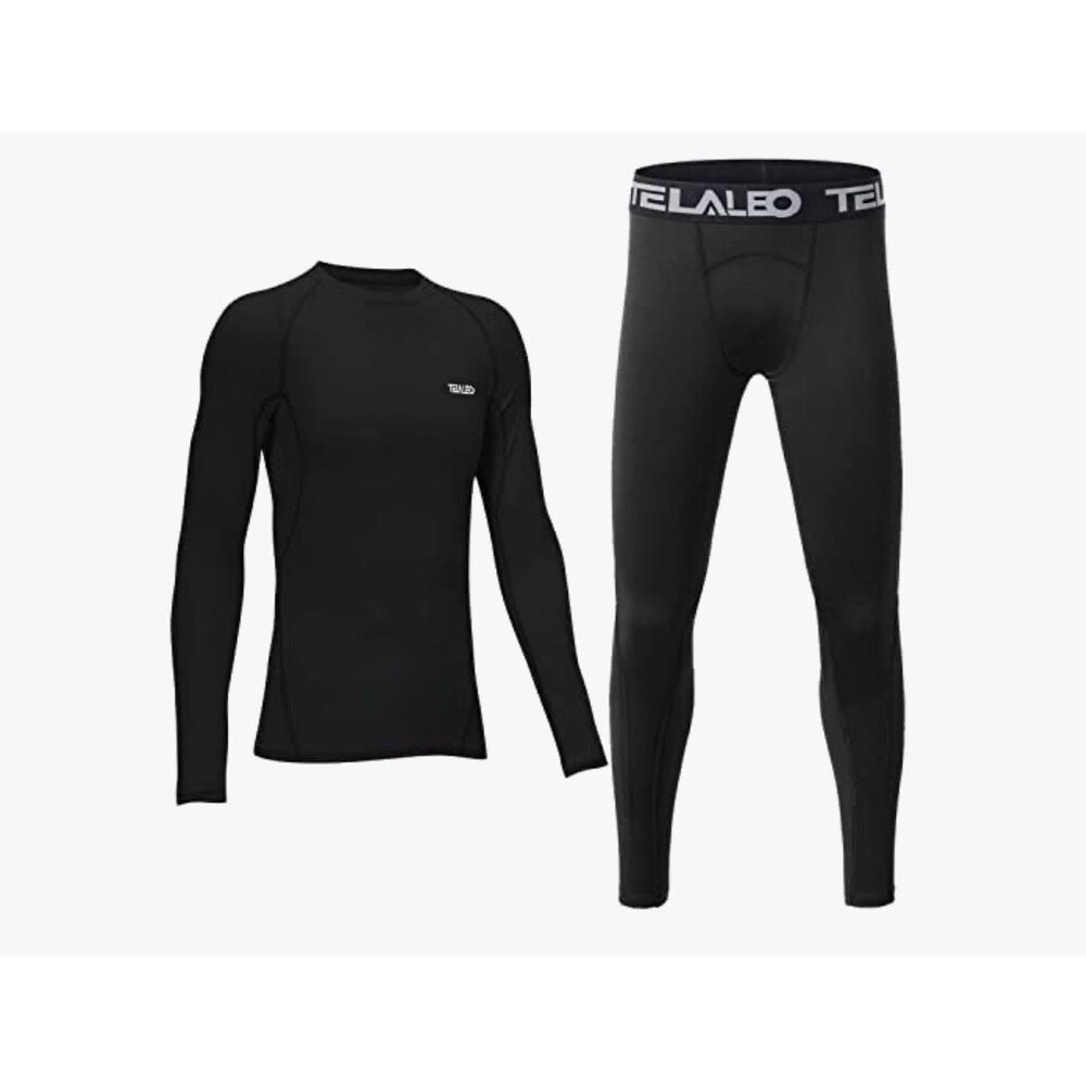 TELALEO Boys' Girls' Thermal Set Fleece Lined Long John Set Kids Compression Shi